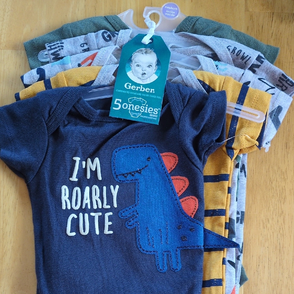 Gerber Baby Onesies Set - Navy, Mustard, Gray